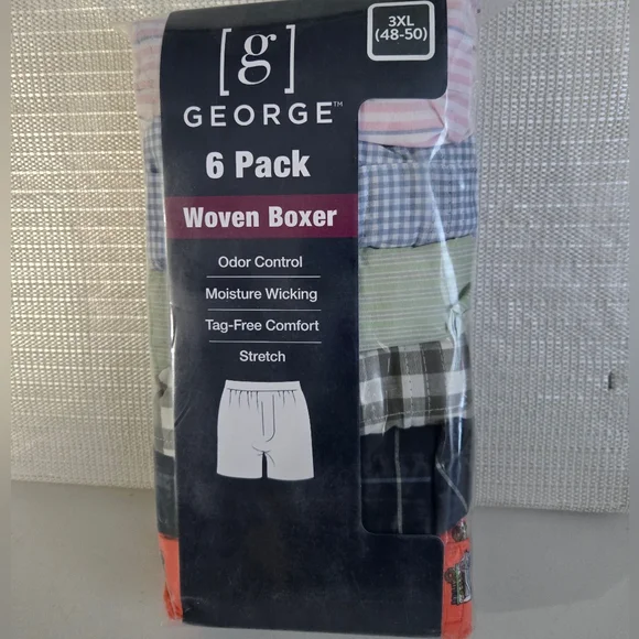 NWT Mens George (6) Pack Multicolor Woven Boxer Underwear Size 2 XL 44-46 - Picture 1 of 10